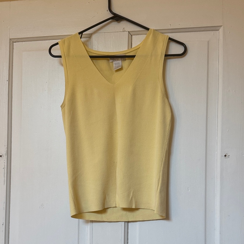 Worthington Light Yellow V-Neck Tank Top